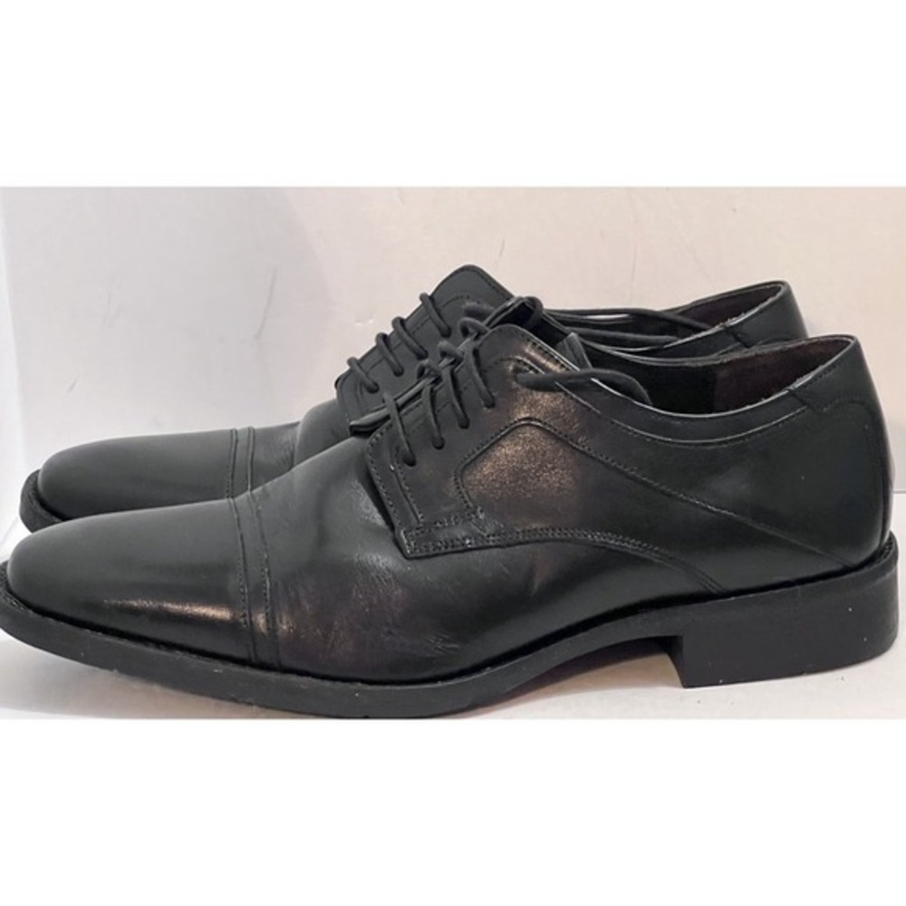 Johnston & Murphy Men's Dress Shoes Black Size 10M Lace Up Worn Once Sheepskin